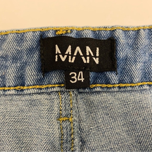 Men’s BoohooMan Ripped Distressed Frayed Hem Jeans Size: 34 R - Picture 5 of 6